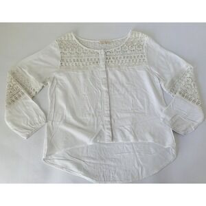 Facinelli Blouse Women S White Crochet Button Boho‎ Cottagecore Preppy  Feminine